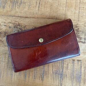 Vintage Coach Long Snap Bi-fold Wallet & Checkbook Cover in British Tan Leather